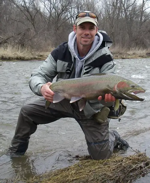 A top guide holding a big steelhead