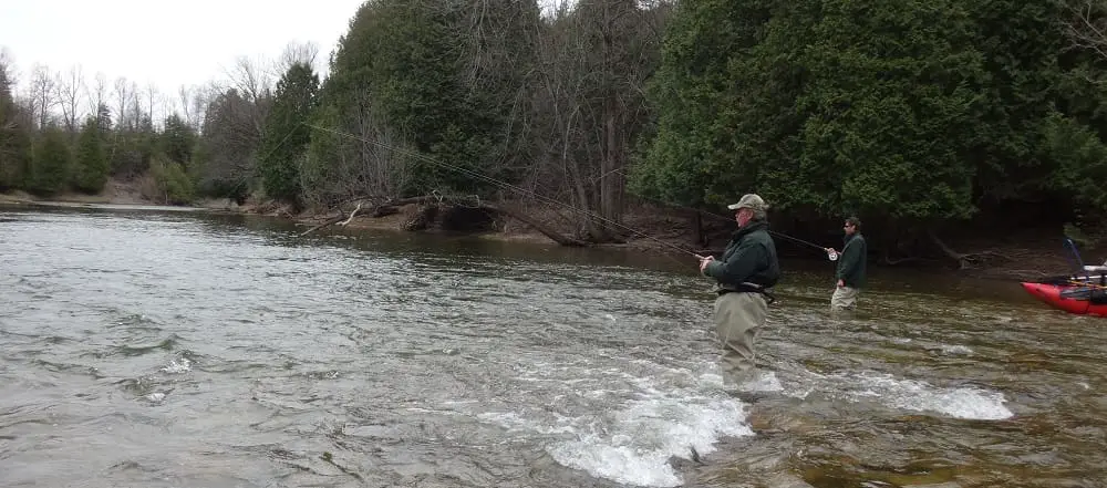 These 2 anglers are using Centerpin Rods that are long and light