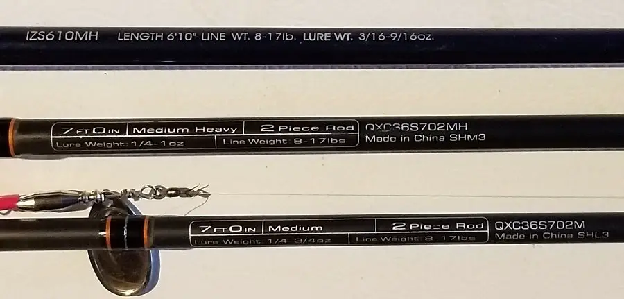 River fishing rod sizing