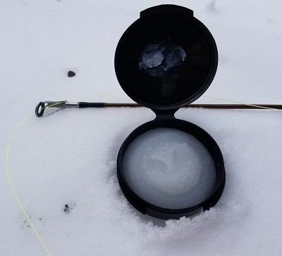 Stanleys Ice-Off paste is another good option for keeping you rod guide free of ice