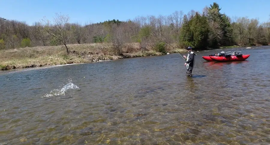 One of my clients fighting a big steelhead