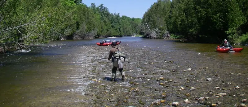 Pontoon boats make great fly fishing boats becuase they can get through very shallow water