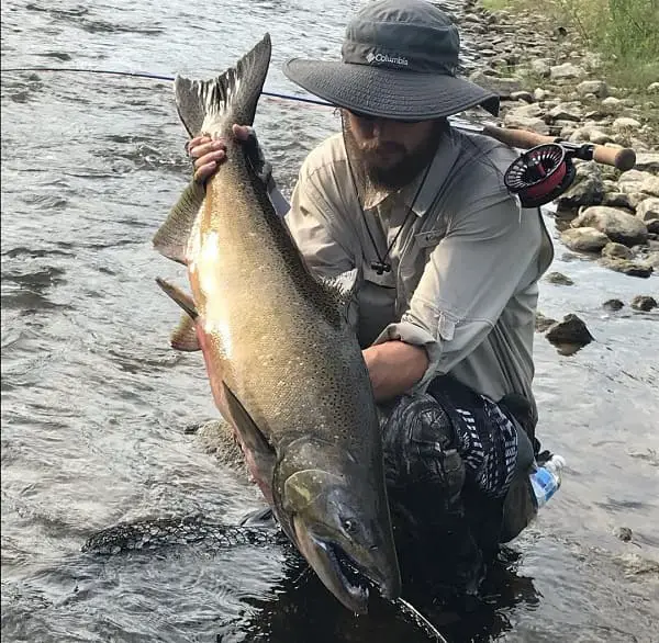 Salmon Lure fishing can be effective on giant salmon like this one caught by Cody Burden