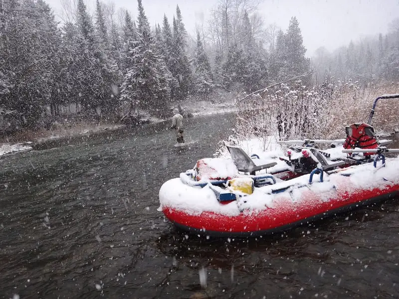 Fishing for steelhead in the winter