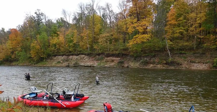 Anglers fall steelhead fishingwith one of my guides