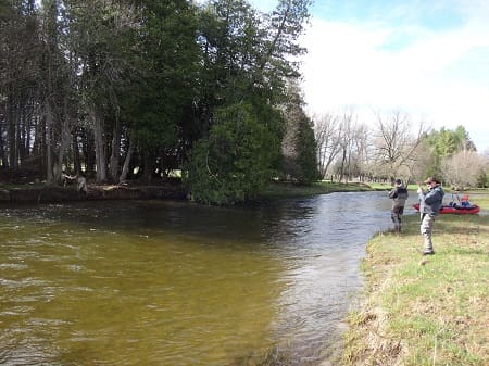 2 anglers Fly fishing for Ohio Steelhead