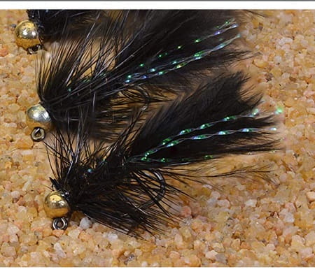 Region Fishing Tungsten Micro Black Wooly Bugger Jig Fly is good for jig fishing for steelhead.