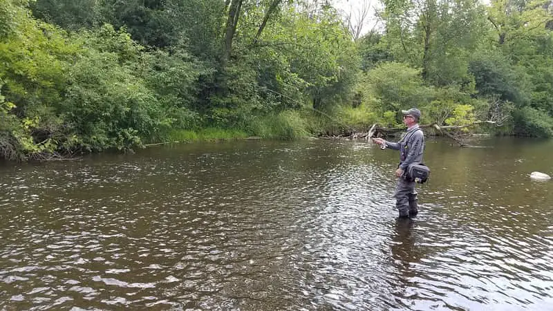 An angler dry fly fishing