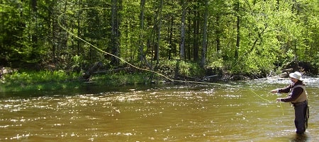 Fly fishing for beginners usually starts with casting