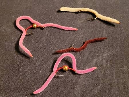 Steelhead and trout worm flies