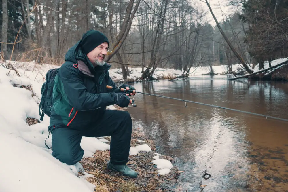 An angler winter steelhead fishing Pennsylvania
