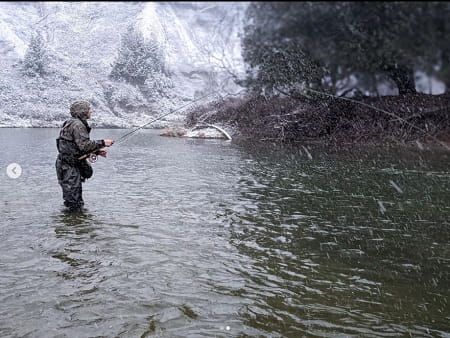 Jordan Winter trout fishing in a snow storm