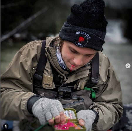 Head guide Jordan from A Perfect Drift choosing the right fly for salmon.