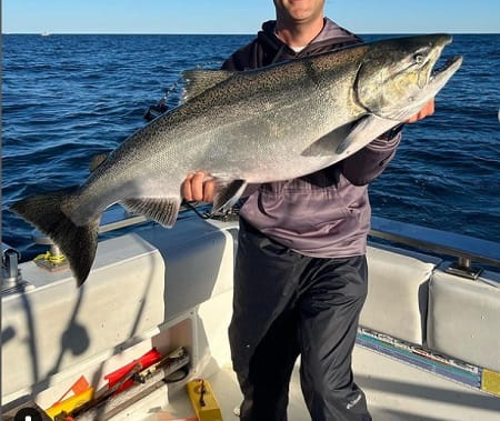 A large summer Salmon with Fire Plug Charters