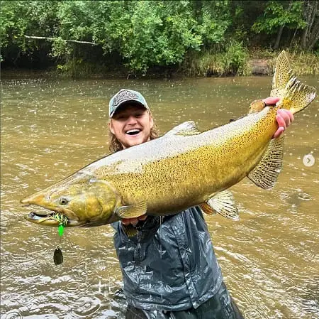 A big salmon caught salmon fishing with lures