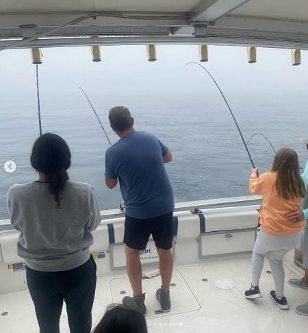 Anglers on a Charter boat fishing for salmon