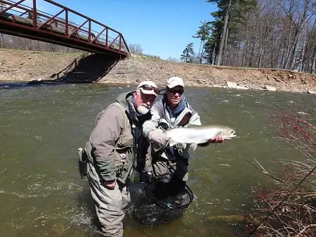 Graham and Bill Spicer on shoot with The New Fly Fisher TV Show