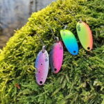 brightly colored spoons like these 4 spoons are some of the best lures for trout