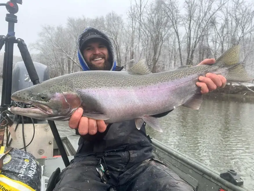 John from Get Bent Guide Service with a big river steelhead.