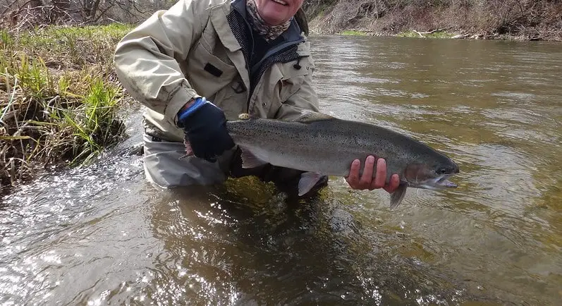 One of my clients with a nice spring steelhead.