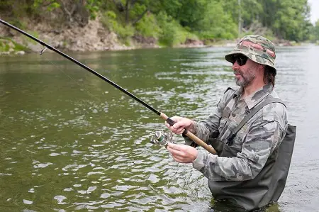 An angler crankbait fishing for steelhead