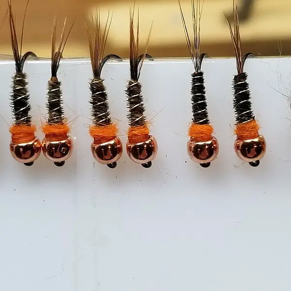 Euro nymphs with hotspots, or collars, like these Frenchie flies are hot for most trout and steelhead.