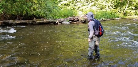 An angler nymphing some good trout water