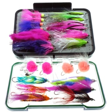 This is the King Salmon Fly Selection from Alaska Fly Fishing Goods shop.