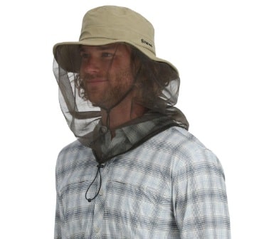 This is the Simms Bugstopper insect shield net sombrero which is one of the best fishing hats for bug protection.