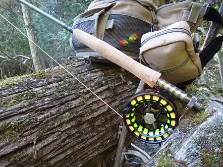 A fly rod and reel for steelhead fishing.