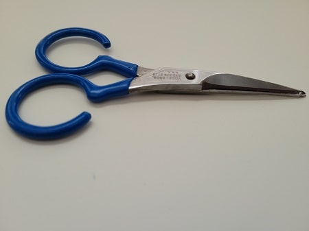 My blue fly tying open loop scissors