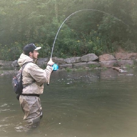 Guide Andrew float fishing with flies using a centerpin.