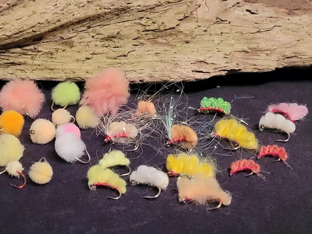 An assortment of the best egg flies for steelhead.