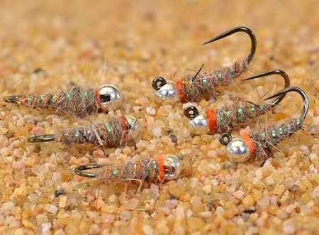 These are 6 of the Region Fishing tungsten Bead Walts Sext Worm Jig nymph fly