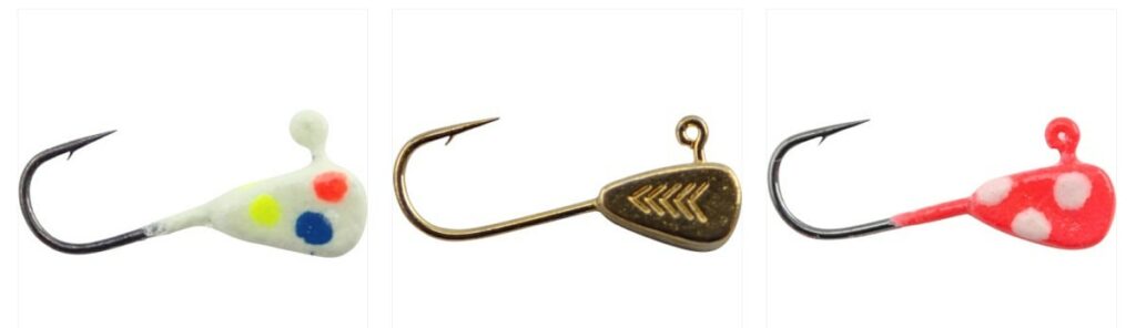 These are the Clam Dave Genz Drop-Kick Jig which are some of the best jigs for ice fishing.