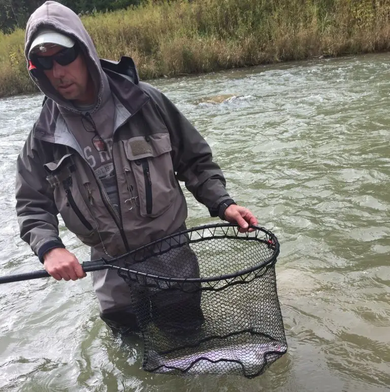 Author Graham with a steelhead in the net.