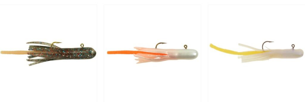 These are the Berkley PowerBait Pre-Rigged Atomic Teasers, which are my favorite small tube jigs for trout.