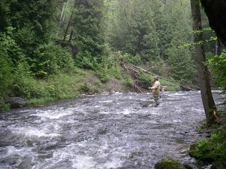 One of my clients fishing fast water for trout.